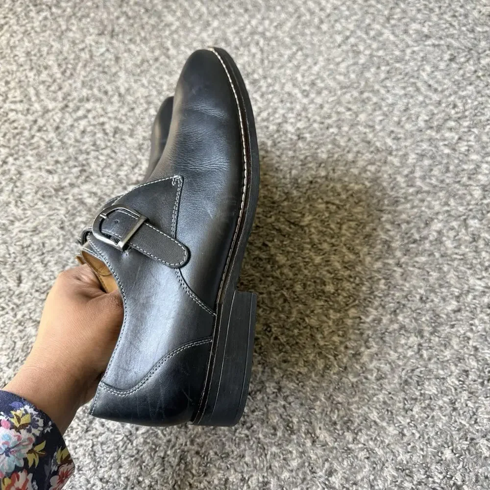 Sandro Comfort Black Leather Monk Strap Oxford Shoes Men's 11.5 D